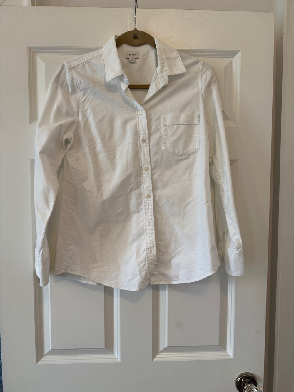 J. Crew White Cotton Button-Down Shirt